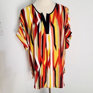 Gibson Latimer Multicolor Striped High-Low Blouse, Size Large